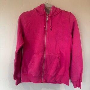 Nike Pink Zip-Up Hooded Sweatshirt Medium